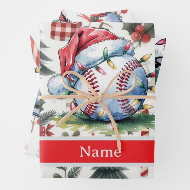 Feuille De Papier Cadeau Baseball pour thème Noël (En situation)