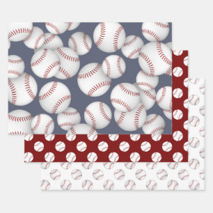 Feuille De Papier Cadeau baseballs softballs jeu de coordination 3