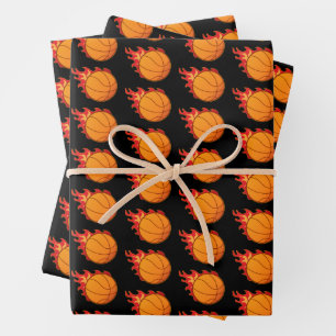 Feuille De Papier Cadeau Basket-ball Flamme de Feu Sports