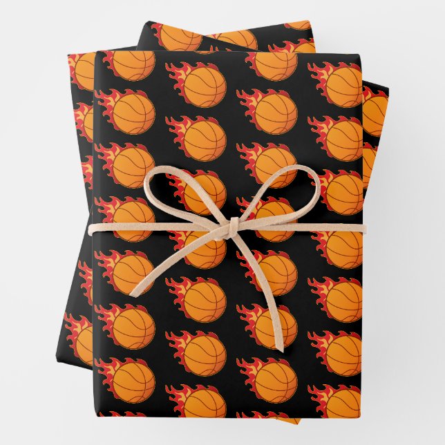 Feuille De Papier Cadeau Basket-ball Flamme Sports d'incendie (En situation)