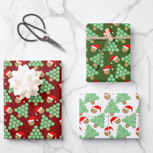Feuille De Papier Cadeau Basket de Noël Chapeaux de Noël