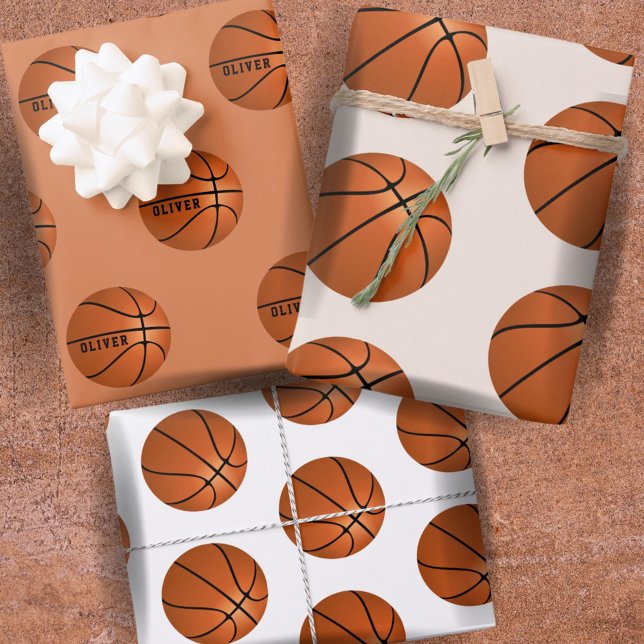 Feuille De Papier Cadeau Basketball Ball Motif Enfants Nom Birthday Wrappin (Créateur téléchargé)
