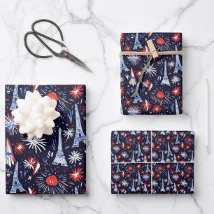 Feuille De Papier Cadeau Bastille Day France Motif 3