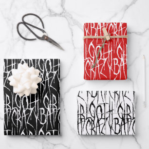 Feuille De Papier Cadeau Bat Crazy Goth Girl Gothic Scratchic Horror Texte