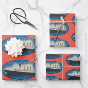 Feuille De Papier Cadeau Bateau d'anniversaire Titanic Orange