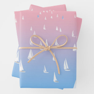 Feuille De Papier Cadeau Bateaux Regatta sur l'océan