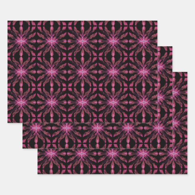 Feuille De Papier Cadeau Bâtons lumineux Neon Motif Abstrait (Lot)