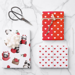 Feuille De Papier Cadeau Bears de Panda Valentine mignonne Ensemble de 3 mo