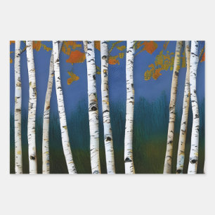 Feuille De Papier Cadeau Beau bouleau d'automne