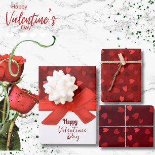 Feuille De Papier Cadeau Beau coeur rouge Bow Valentine
