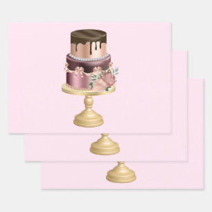 Feuille De Papier Cadeau Beau gâteau de fête de Glam brillant