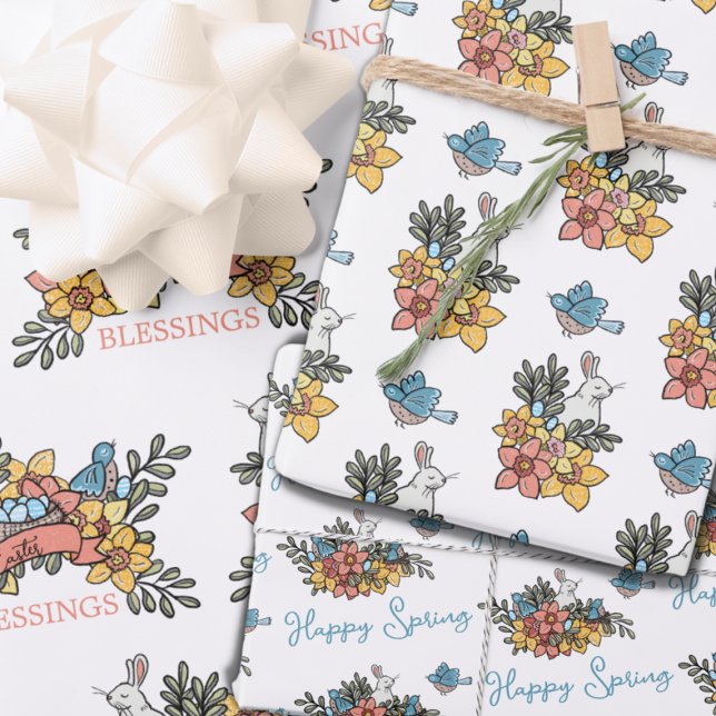 Feuille De Papier Cadeau Beau printemps de Pâques (Créateur téléchargé)