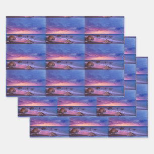 Feuille De Papier Cadeau Beau Sunset Coastal Photo Motif