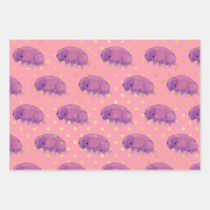 Feuille De Papier Cadeau Beau violet tardigrade aka eau nage