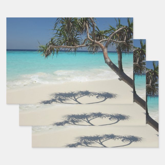 Feuille De Papier Cadeau Beautiful Tropical Beach (Lot)