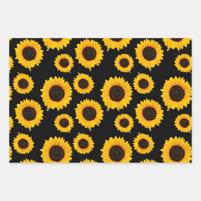 Feuille De Papier Cadeau Beaux Tournesols (Devant)