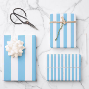 Feuille De Papier Cadeau Bébé Bleu et Blanc différentes tailles Vert. Rayur