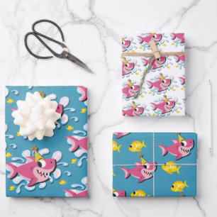 Feuille De Papier Cadeau Bébé de requin rose Fille