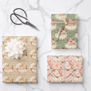 Feuille De Papier Cadeau Bébé Fille Douche Citrouille Enfants Enveloppement