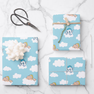 Feuille De Papier Cadeau Bébé Hercule et motif nuage Pegasus sur emballage 