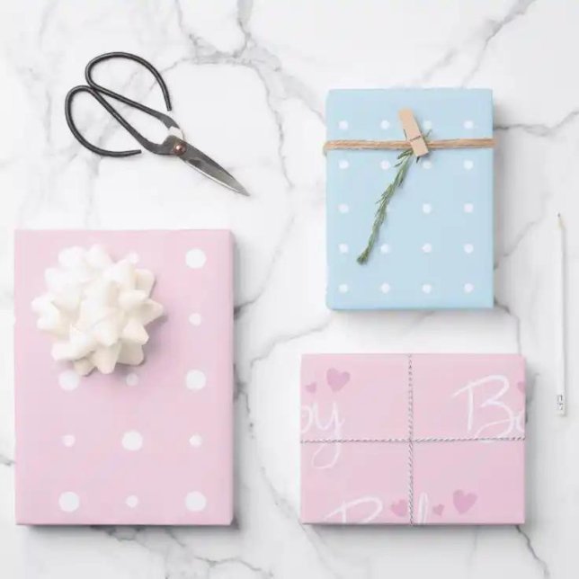 Feuille De Papier Cadeau Bébé rose et bleu (Créateur téléchargé)