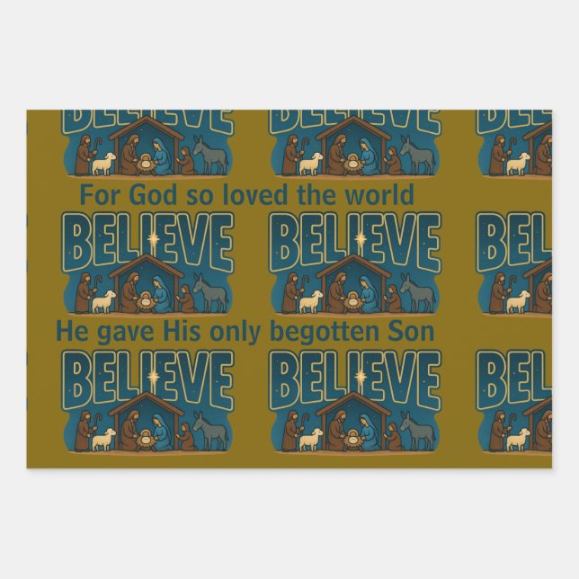 Feuille De Papier Cadeau Believe Christmas (Devant)