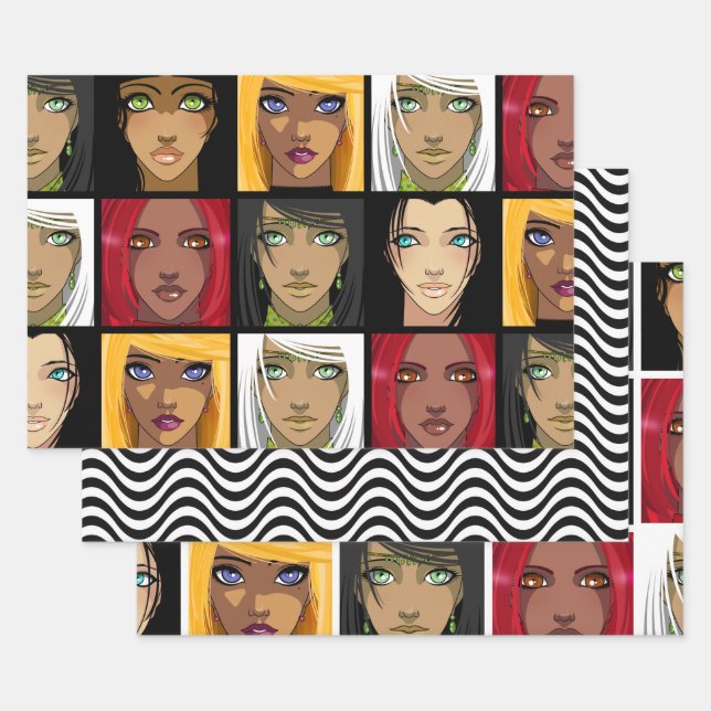 Feuille De Papier Cadeau Belle Anime Girls (Lot)