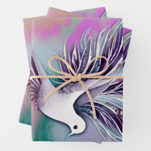 Feuille De Papier Cadeau Belle Aquarelle Ethérée Blanche