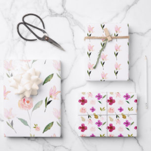 Feuille De Papier Cadeau Belle aquarelle florale