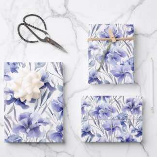 Feuille De Papier Cadeau Belle Aquarelle Iris Fleur Lumière Violet Art
