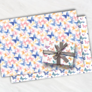 Feuille De Papier Cadeau Belle Aquarelle papillon Motif coloré