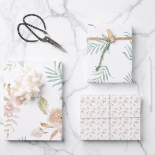 Feuille De Papier Cadeau belle aquarelle peinte fleurs molles
