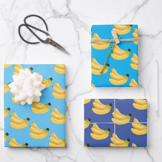 Feuille De Papier Cadeau Belle Banane Fruit (Recto)