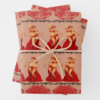 Feuille De Papier Cadeau Belle Danseuse Filles et Peacocks Motif