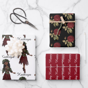 Feuille De Papier Cadeau Belle fille ethnique personnalisée