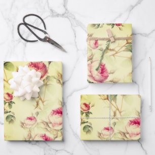 Feuille De Papier Cadeau Belle florale Vintage
