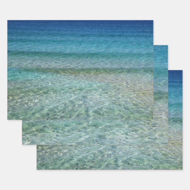 Feuille De Papier Cadeau Belle mer des Caraïbes calme (Lot)