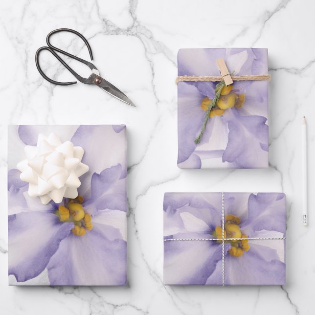 Feuille De Papier Cadeau Belle Orchidée de Lavande (Recto)