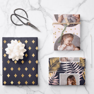 Feuille De Papier Cadeau Belle photo Blush et Blue Holiday