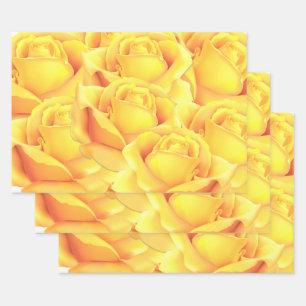 Feuille De Papier Cadeau Belle Rose Jaune