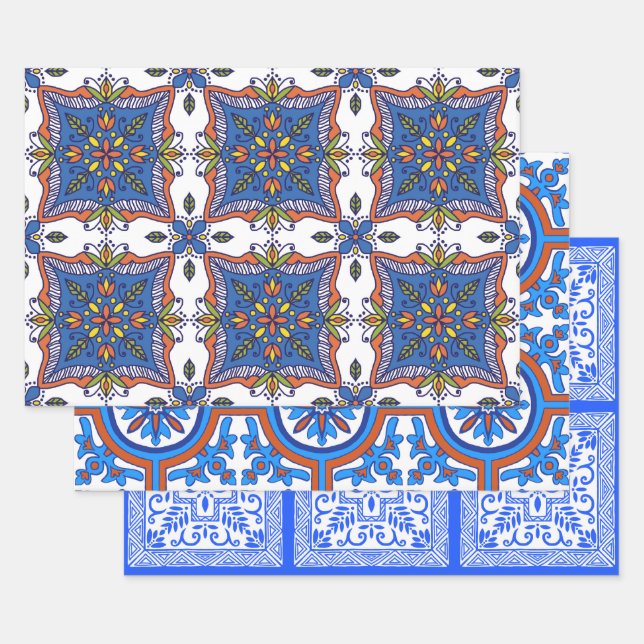 Feuille De Papier Cadeau Belles conceptions de carreaux (Lot)