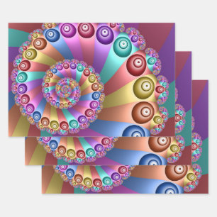 Feuille De Papier Cadeau Belles couleurs arc-en-ciel Art fractal Abstrait
