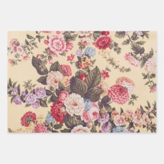 Feuille De Papier Cadeau Belles fleurs antiques beige