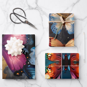 Feuille De Papier Cadeau Belles papillons mignons