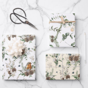 Feuille De Papier Cadeau Berries d'hiver, Pinecones et À feuillage persista