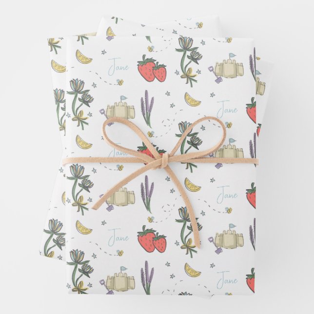 Feuille De Papier Cadeau Berry d'été croisé doux premier Baby shower (En situation)