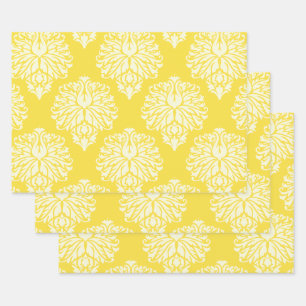 Feuille De Papier Cadeau Beurre-jaune-cottage sud Damas