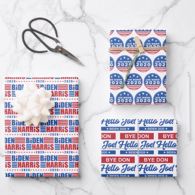 Feuille De Papier Cadeau Biden/Harris 2020 Bye Don Motifs (Recto)