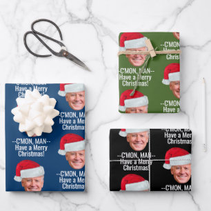 Feuille De Papier Cadeau Biden Harris 2024 2020 - Joe Santa Hat - C'mon Man