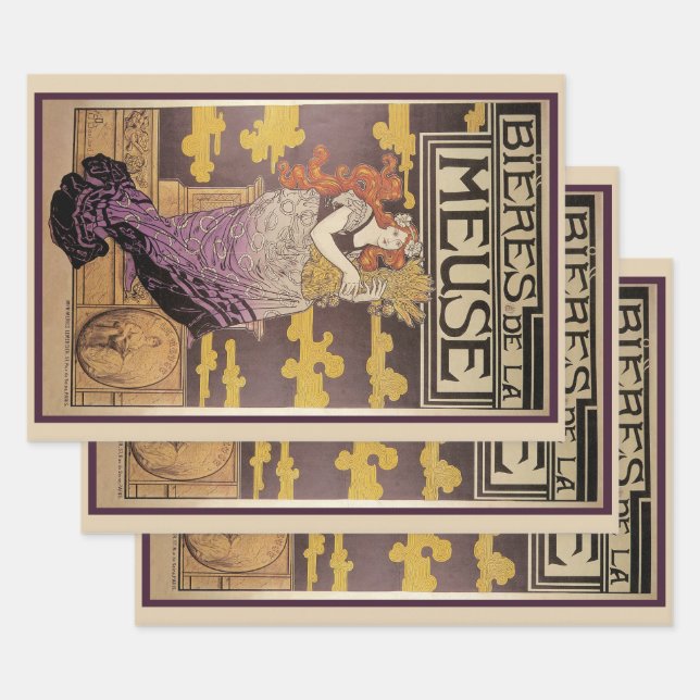 Feuille De Papier Cadeau Biere de la Meuse par Marc Auguste Bastard (Lot)
